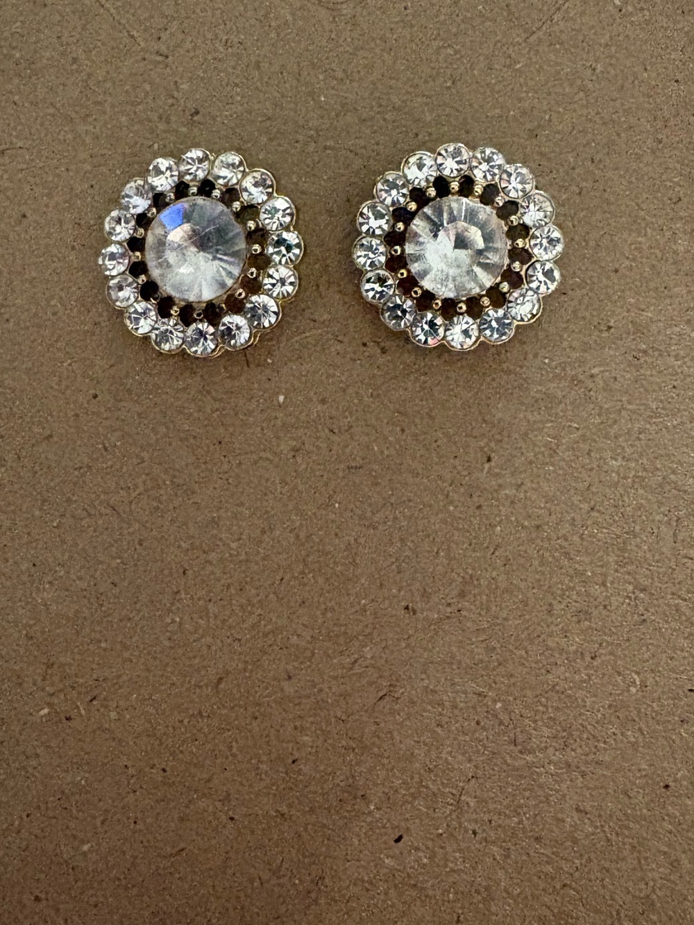 Crystal Halo Stud Earrings - Gold Tone